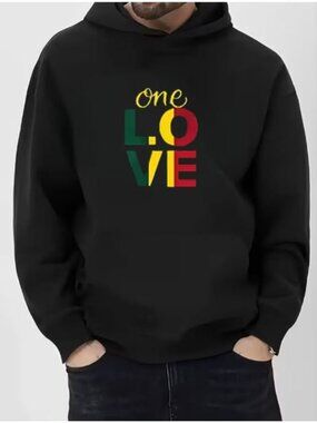 One Love Reggae Music Pride  Jamaica 3X-Large Black Graphic Sweatshirt Hoodie